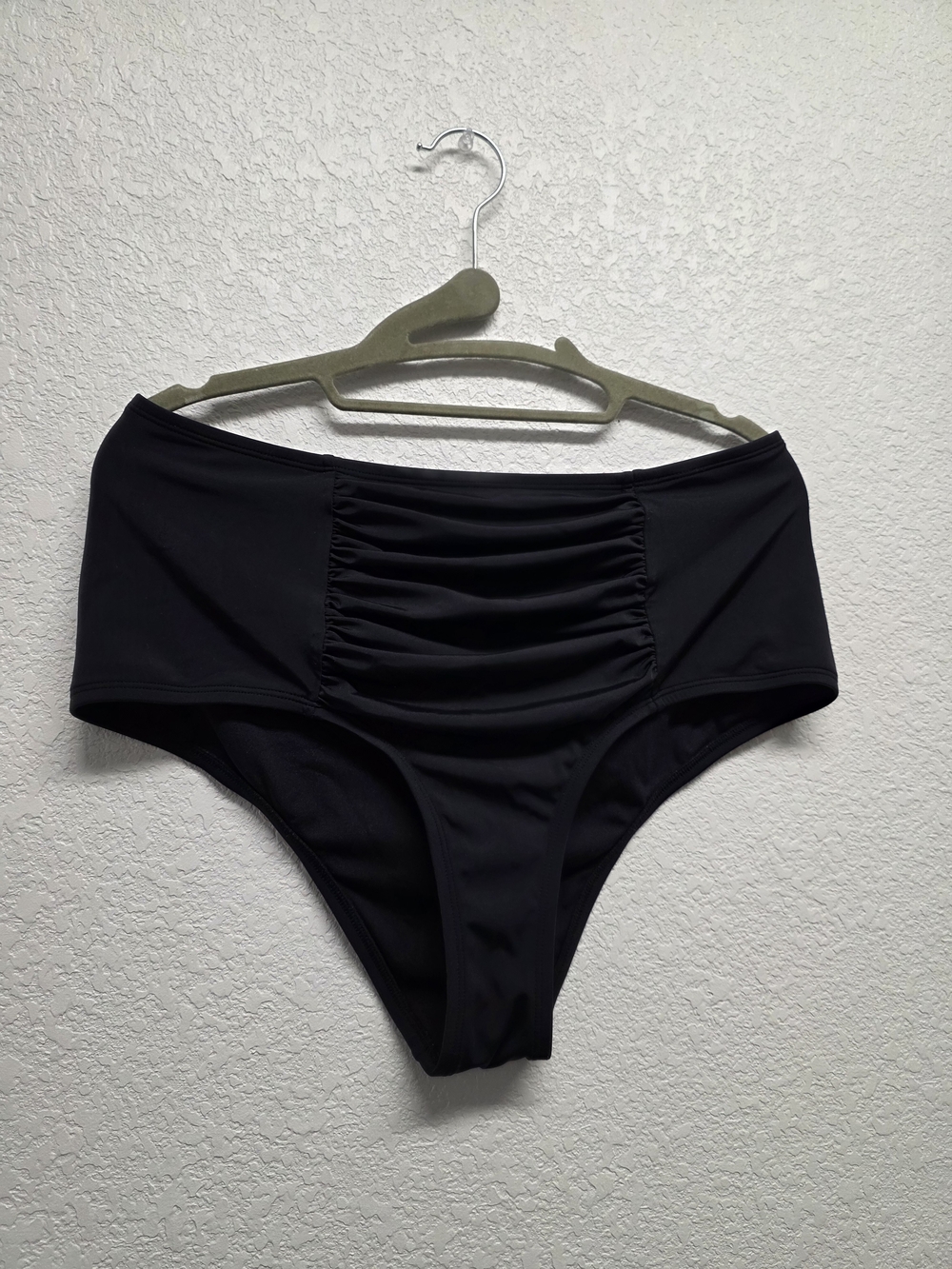 STAUD Black High-Waist Ruched Bikini Bottom Size Large